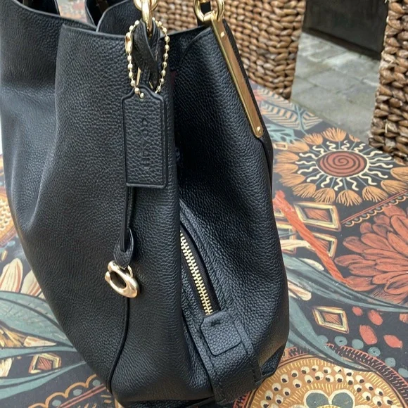 NIB - Coach Dalton 31 Polished Black Pebbled Leather Satchel 73545 - Picture 4 of 13